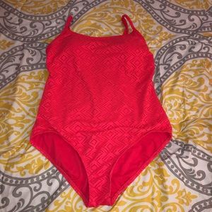 Lace-look one piece bathing suit